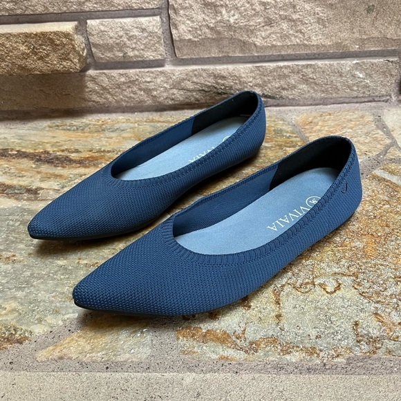 Vivaia Navy Blue Pointed Toe Ballet Flats EU 39 US Size 8.5 - Picture 4 of 12